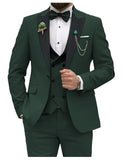 FOESCE Slim Fit Men Suits Double Breasted Groom Formal Business Male Blazer Set Peak Lapel Party Wedding Tuxedo (Jacket+Vest+Pants)