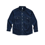FOESCE Spring And Autumn Men's Denim Long Sleeved Shirt With Double Pockets American Work Style Loose Fitting Washed Denim Shirt Jacket
