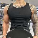 FOESCE Spring Summer Fashion Tank Tops Man Solid Fit Round Neck Ropa Hombre Sleeveless Pullovers Tees Sport Hip Hop Y2K Men's Clothing