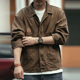 FOESCE Spring Thin Denim Jacket Men's Youth Trendy Workwear Korean Casual Jacket Loose and Versatile Top