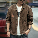FOESCE Spring Thin Denim Jacket Men's Youth Trendy Workwear Korean Casual Jacket Loose and Versatile Top