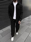 FOESCE Spring and autumn 2025 new European and American men's corduroy long-sleeve jacket, fashion, casual and high-quality trousers