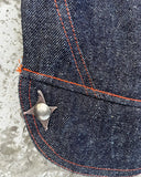 FOESCE Star Embroidery Dark Blue Washed Retro Denim Jacket Punk Loose Multiple Pockets Double Collar Zipper Jacket Fashion Men Clothing