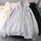 FOESCE Street Fashion Vintage Old Pu Hooded Cotton-padded Jacket Men Y2K Harajuku Hip-hop Popular Casual Loose Plus Velvet Padded Coat