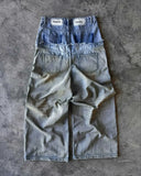 FOESCE Street hip hop letter-print jeans Men y2k Goth punk Harajuku ripped wide leg pants Retro loose straight leg double waisted pants