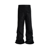 FOESCE Streetwear Ribbons Functional Curve Zipper Baggy Cargo Pants for Men Vibe Style Straight Baggy Casual Trousers Oversized