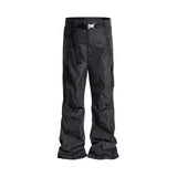 FOESCE Streetwear Ribbons Functional Curve Zipper Baggy Cargo Pants for Men Vibe Style Straight Baggy Casual Trousers Oversized
