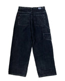 Foesce Streetwear Skull Pocket Embroidered Jeans Y2K Hip Hop Retro Baggy Jeans Black Pants Mens Punk Rock Low Rise Wide Leg Trousers