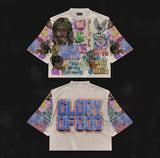 FOESCE Streetwear Y2k T Shirt Hip Hop Retro Graffiti Graphic Print Oversized Medium Sleeve T Shirt Men Women Round Neck Cotton Clothes