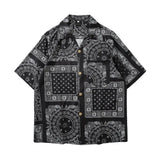 FOESCE Summer Hawaiian Bandana Shirt Men Short Sleeve Male Paisley Shirts Hip Hop Beach Clothing Harajuku Young Style Lapel Men Tops