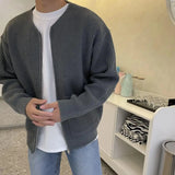 Foesce  Sweater Men Autumn and Winter New Fashion Zipper Knit Cardigan Man's Coats Solid O-neck Loose and Casual Long Sleeve Jacket
