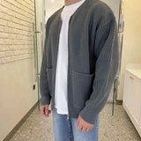 Foesce  Sweater Men Autumn and Winter New Fashion Zipper Knit Cardigan Man's Coats Solid O-neck Loose and Casual Long Sleeve Jacket