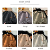 FOESCE TFETTERS 2025 Suede Sweatshirt Mens Autumn Winter New Retro Japan Pullover Long Sleeve Letter Streetwear O Neck Clothes for Men