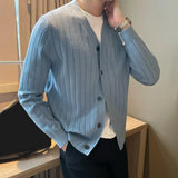 FOESCE V-neck Cardigan Sweater Men's V Neck Knitted Cardigan Sweater Thick Warm Windproof Coat for Fall Winter Casual Daily Wear