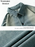 FOESCE Vintage Washed Old Denim Shirt Men Women Splicing Design Couple Loose Long Sleeve Shirt Jacket Soft Sports Casual
