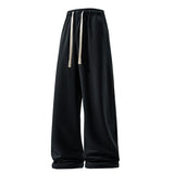 FOESCE Wide Leg Pant Fashion Causal Breathable Men Sweatpant Male Autumn Versatile Elastic High Waist Drawstring Loose Straight Trouser