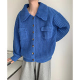 FOESCE Winter Thick Cardigan Sweater Men Warm Fashion Short Sweater Coat Men Korean Loose Lapel Sweater Cardigan Mens Jumper Clothes