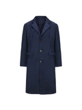 FOESCE Wool Trench Coat Men Classic Turn-down Collar Wool Blends Button Jackets Casual Slim Long Windbreaker Autumn Winter Outwears