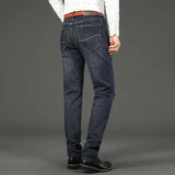 FOESCE Wthinlee New Business Men's Jeans Casual Straight Stretch Fashion Classic Blue Black Work Denim Trousers Male Brand Clothing