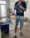 FOESCE Y2K American Street Embroidery High Waist Washed Oversized Denim Shorts Harajuku Retro Trendy Brand Jeans Men Goth Punk Shorts