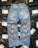 FOESCE Y2K Baggy Jeans Harajuku vintage cherry blossom Embroidery high quality jeans streetwear Hip Hop gothic men women wide leg jeans