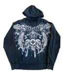 FOESCE Y2K Fashion Hip Hop Gray Stitching Embroidered Hooded Sweater Loose Casual Hooded Sweatshirt Gothic Street Retro Women Clothing