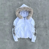 FOESCE Y2K Hoodies Casual Plush Hooded Men And Women Comfortable Thickened Cardigan Coat Tops American Fashion Versatile Jacket Zip Up