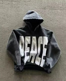 FOESCE Y2K New Zipper Hoodie Men American Retro Washed Letter Printed Sportswear High Street Gothic Fashion Loose Top Unisex Clothing