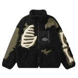 FOESCE Y2K Retro Spliced Embroidered Cotton Coat Winter Warm American Loose 2025 Stand Collar Contrast Color Men's Top