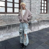 Foesce Y2K Winter Warm Clothing Men Women Retro Simple Plush Coat Sportswear New Loose Leather Motorcycle Punk Fur Collar Jacket Couple