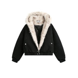 Foesce Y2K Winter Warm Clothing Men Women Retro Simple Plush Coat Sportswear New Loose Leather Motorcycle Punk Fur Collar Jacket Couple