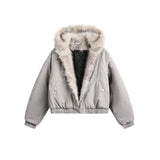 Foesce Y2K Winter Warm Clothing Men Women Retro Simple Plush Coat Sportswear New Loose Leather Motorcycle Punk Fur Collar Jacket Couple