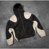 FOESCE Y2K Zip up Hooded Sweater Harajuku Gothic Fleece Jacket Oversized Streetwear Men Women Hip Hop Fashion vintage sweatshirt top