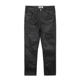 FOESCE Y2k Front Pocket Wax Pu Leather Pants for Men Straight Slim Casual Overall Ropa Hombre High Street Loose Cargos Oversized