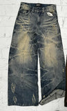 FOESCE Y2k Jeans Retro Punk Ripped Baggy Jeans Solid Color Harajuku Straight Denim Trousers Casual Rock Low Waist Pants Streetwear