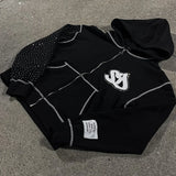 FOESCE Y2k Streetwear Retro Men Embroidery Personalized Diamond Oversized Hoodie Men Women Harajuku Gothic Casual Sweatshirt
