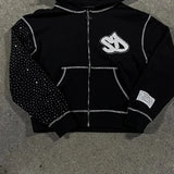 FOESCE Y2k Streetwear Retro Men Embroidery Personalized Diamond Oversized Hoodie Men Women Harajuku Gothic Casual Sweatshirt