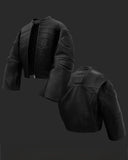 FOESCE Y2k Vintage Reaven Anthem Leather Jacket Black Loose Geometry Pattern Embroidery Bomber Zip Up Jackets Coat Punk Men Clothing