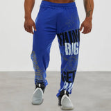 FOESCE Young Style Casual Sweatpants Men Pants Loose Straight Deep Crotch Digital Printing Jogging Elastic Waist Men Trousers for Gym