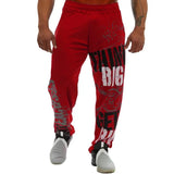 FOESCE Young Style Casual Sweatpants Men Pants Loose Straight Deep Crotch Digital Printing Jogging Elastic Waist Men Trousers for Gym