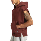 Versatile Sports Sleeveless Pocket Hoodie Summer Men's Solid Color Loose Casual Patchwork Top