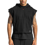 Versatile Sports Sleeveless Pocket Hoodie Summer Men's Solid Color Loose Casual Patchwork Top