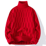Autumn Winter Men's Turtleneck Sweaters Fashion Jacquard Knitted Pullovers Men Casual Knitting Solid Color Turtleneck Sweater