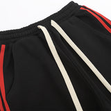 Hip Hop Streetwear Men's Fleece Pants Outdoor Solid Color all-Match Stripe Splicing Pants Casual Fashion High Street Trousers