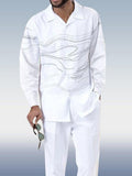 Foesce Fashion new fashion casual men's long-sleeved shirt + trousers two-piece outdoor leisure simple 3d printing men's walking suit