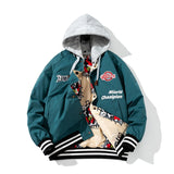 Streetwear Winter Jacket Men Women Hip Hop Letter Basketball Jacket Casual Varsity Jacket Men Cartoon Anime Couple Male Two Side