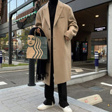 Winter Long Woolen Coat Men Warm Fashion Casual Thick Woolen Coat Men Korean Style Loose Oversized Woolen Coat Mens Overcoat