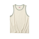 Akkad Kuti New Retro Casual Tank Top Men 100% Cotton Stitching Color Loose Tops Male O-Neck Sleeveless Oversize Vest Summer