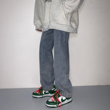 Men's Trendy American Biker Denim Trousers Loose Baggy Homme Cargo Pocket Pink Jeans Black/green/blue Color Casual Pants