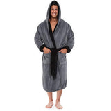 Men's Robe Winter Warm Casual Woman Mens Bathrobe Flannel Robe V Neck Long Sleeve Sleepwear Kimono Warm Male Bath Robes Coat